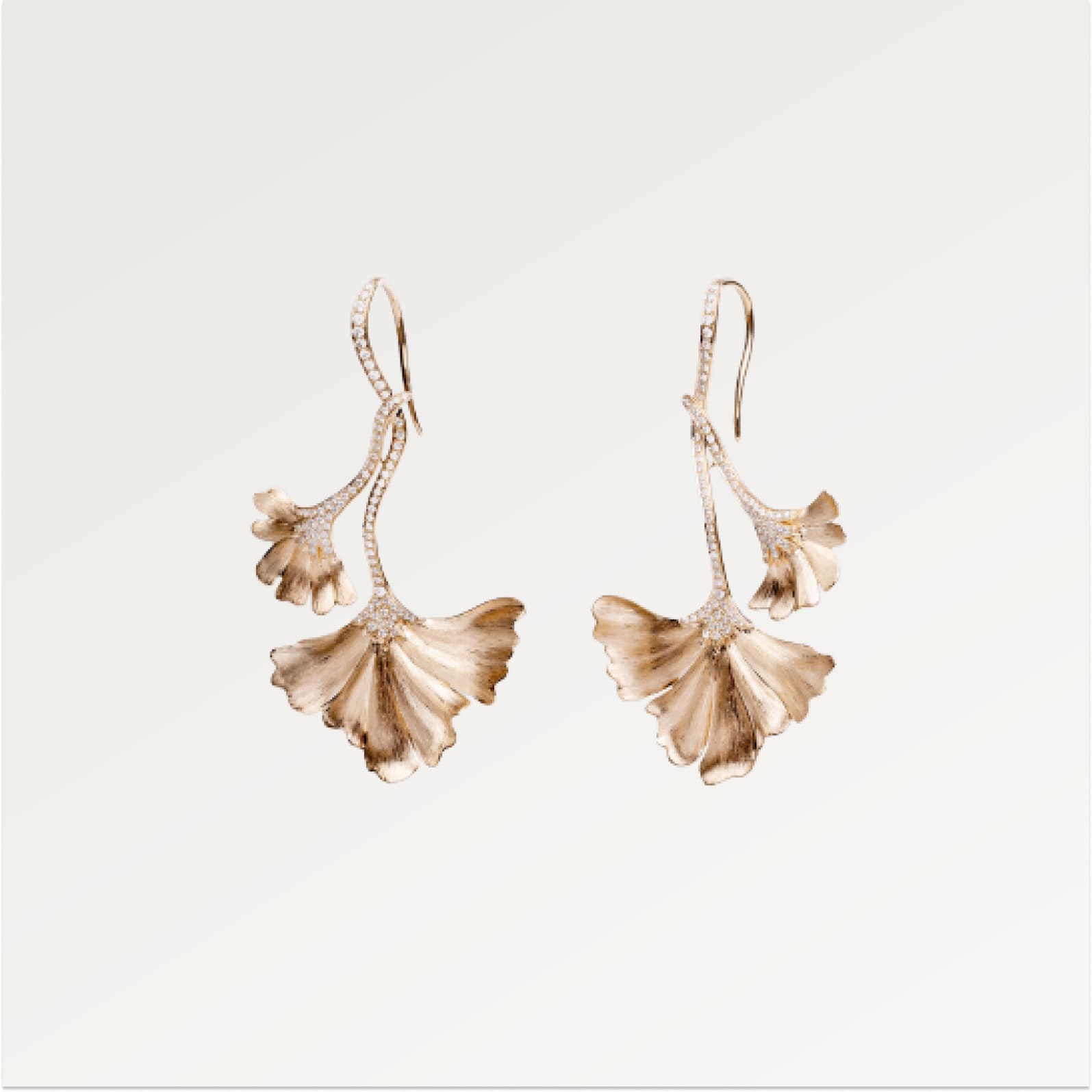 18K Yellow Ginko Leaves Earrings